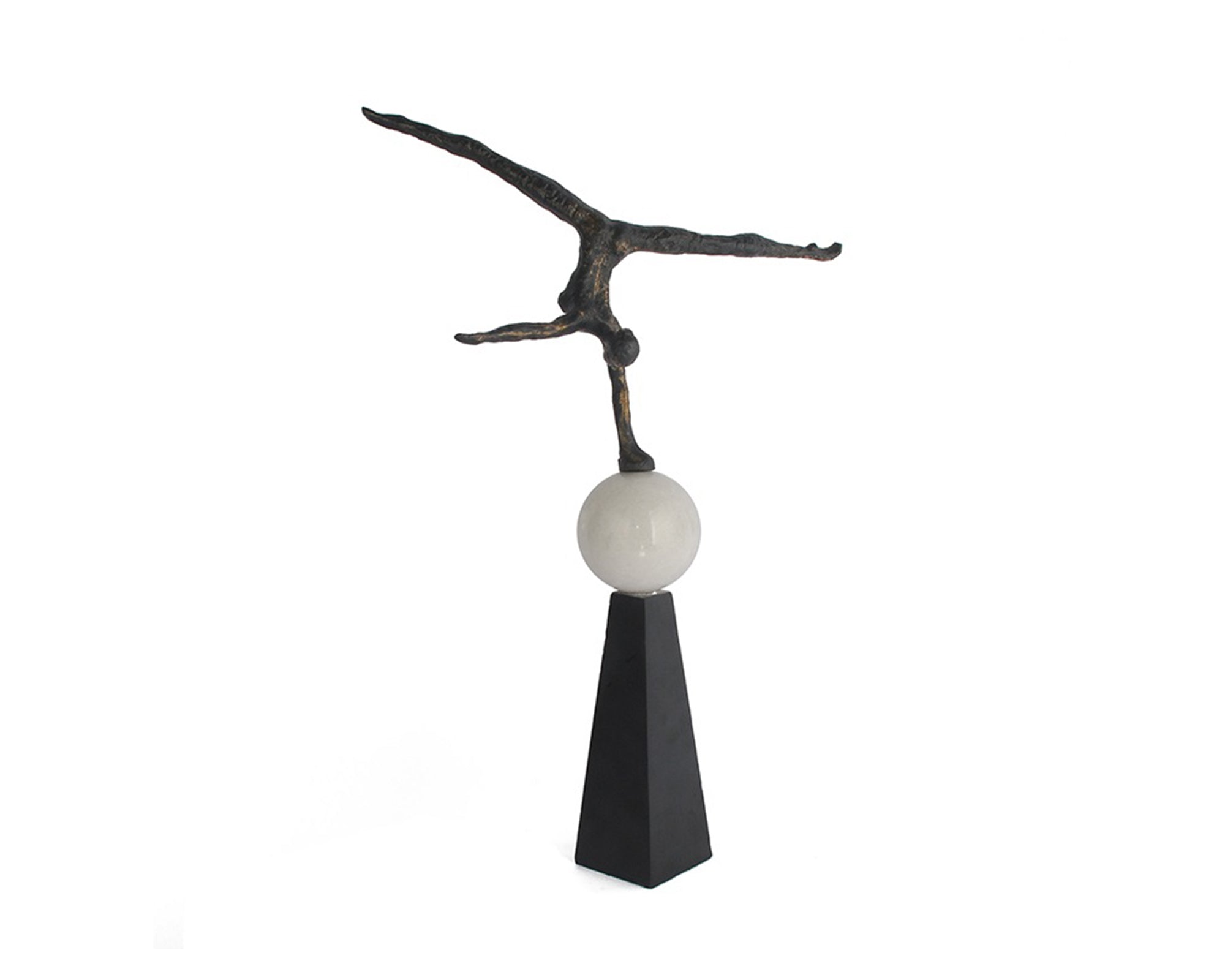 Hand Stand Sculpture - White Marble/Dark Bronze