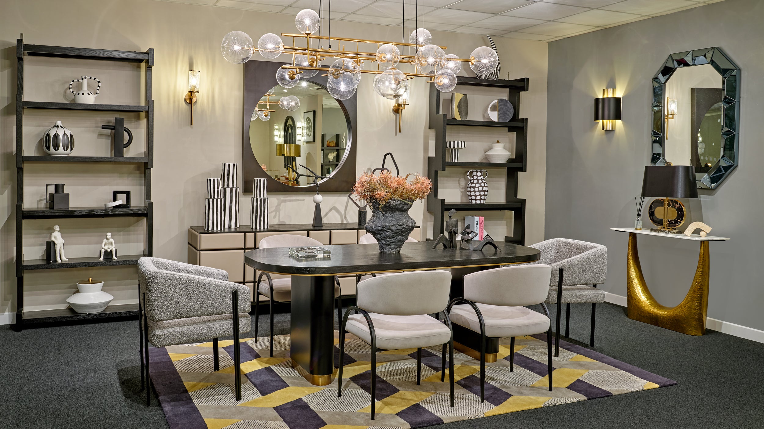 Hand Stand Sculpture - White Marble/Dark Bronze