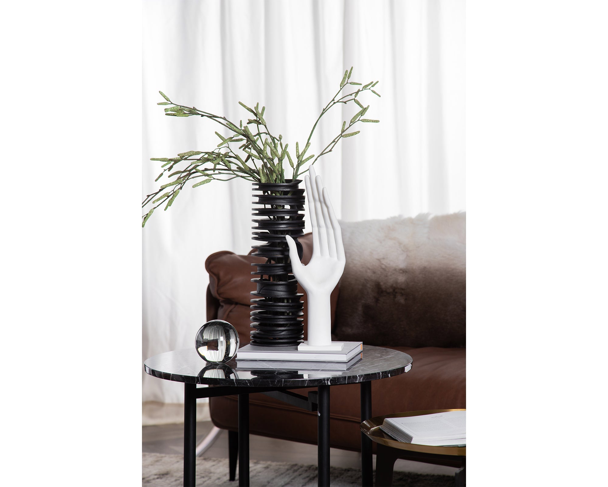 White Hand Sculpture - White Resin