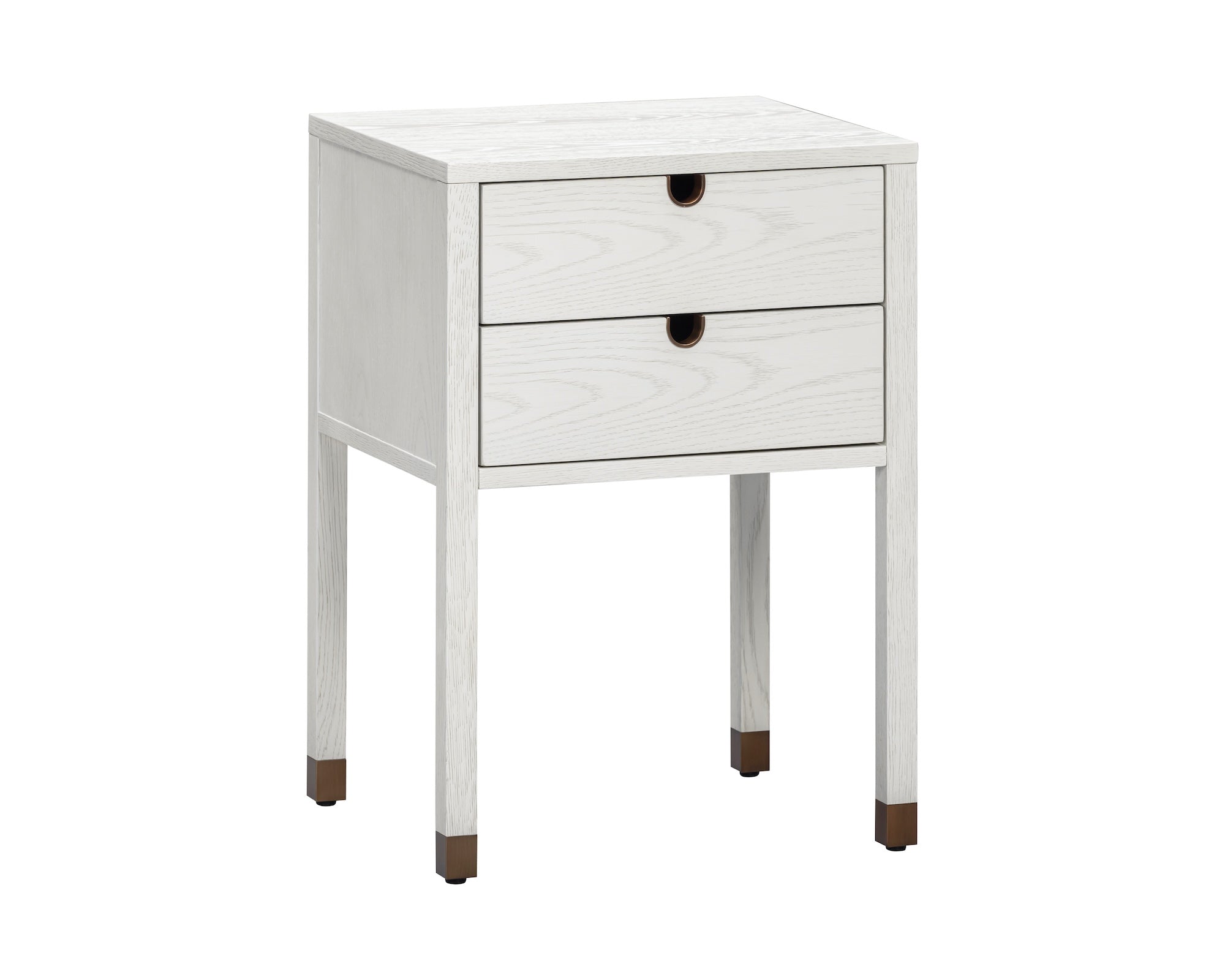 Alcudia Bedside Table - Ivory Brushed/Antique Brass