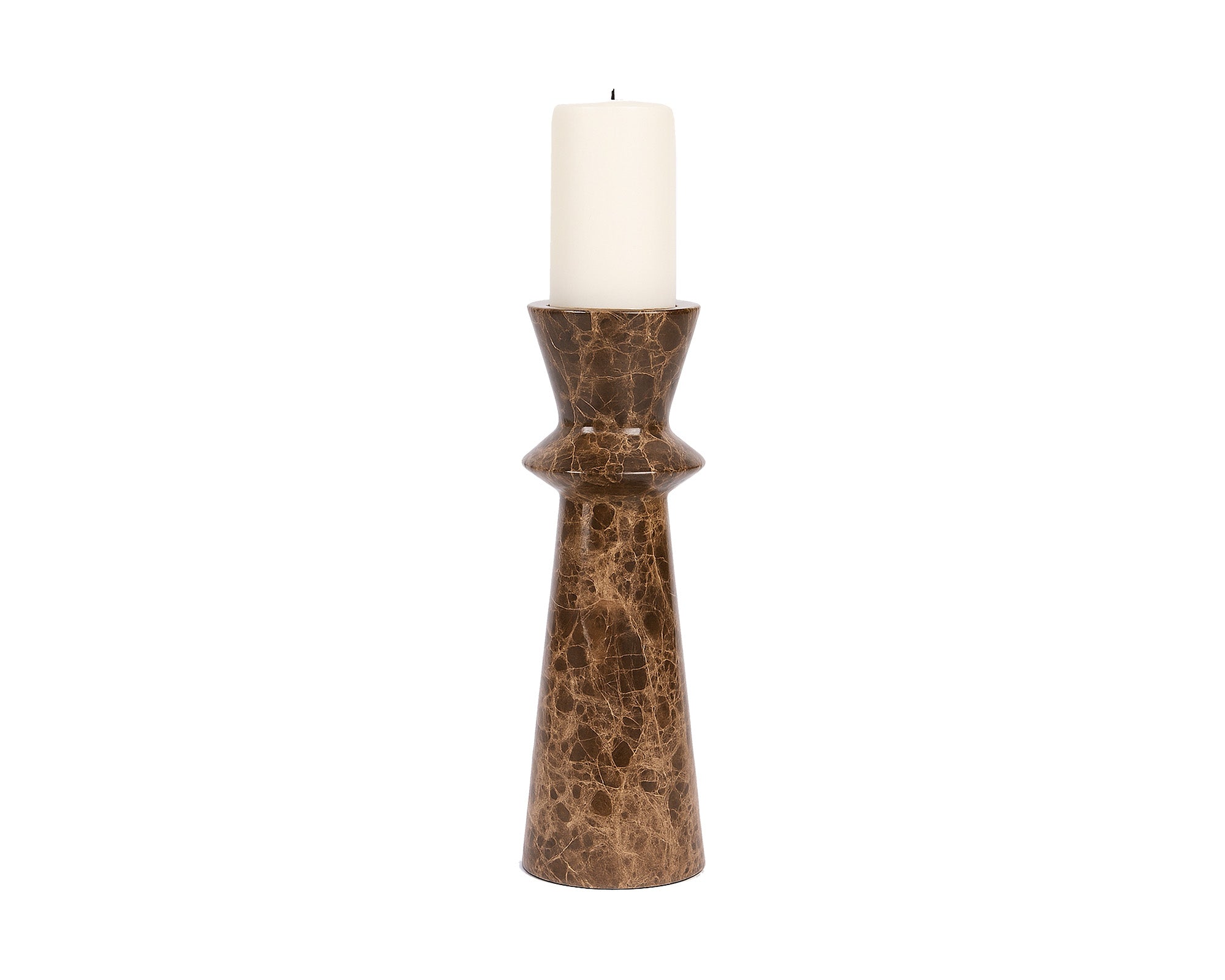 Melora Candle Holder - Dark Brown Marble