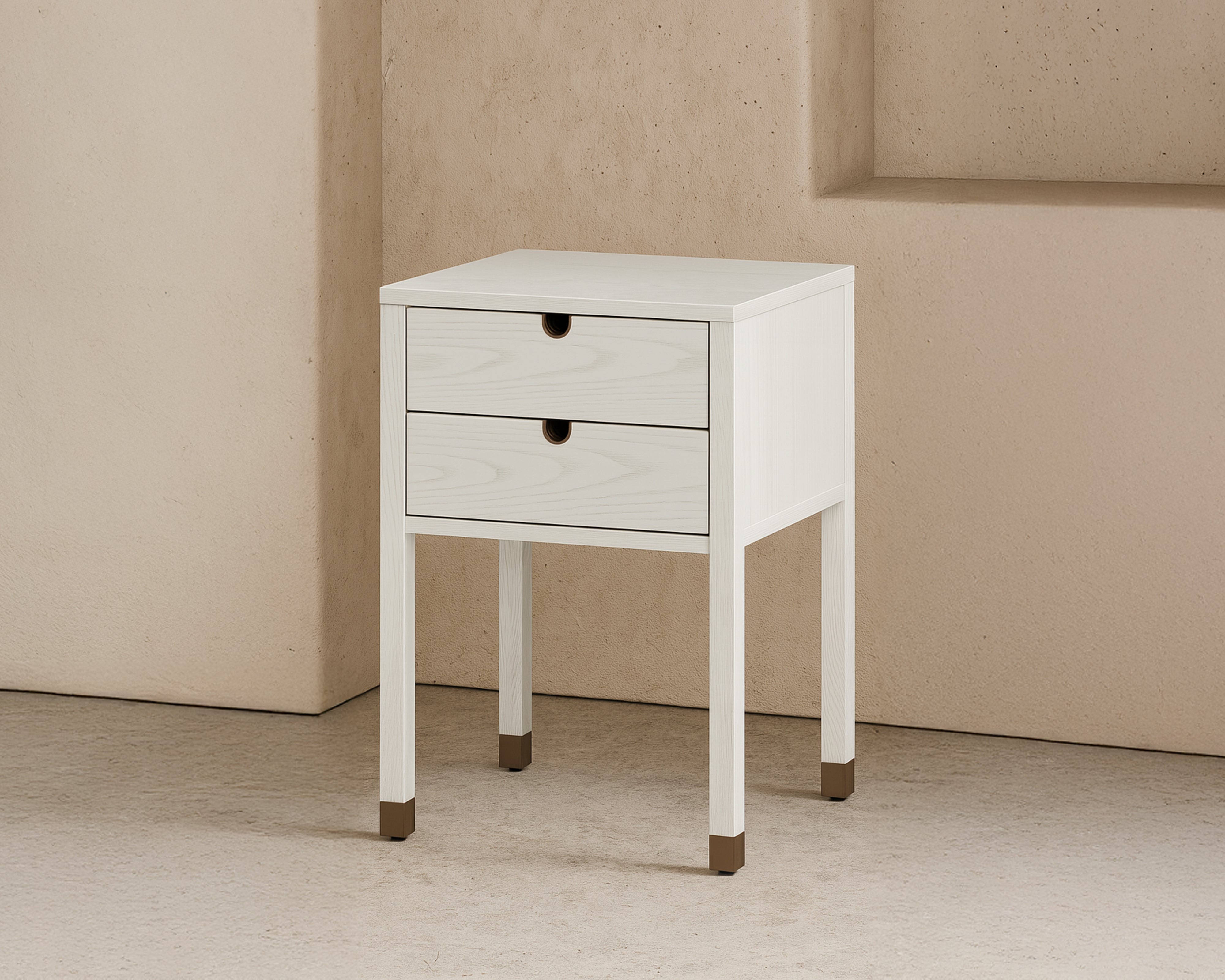 Alcudia Bedside Table - Ivory Brushed/Antique Brass