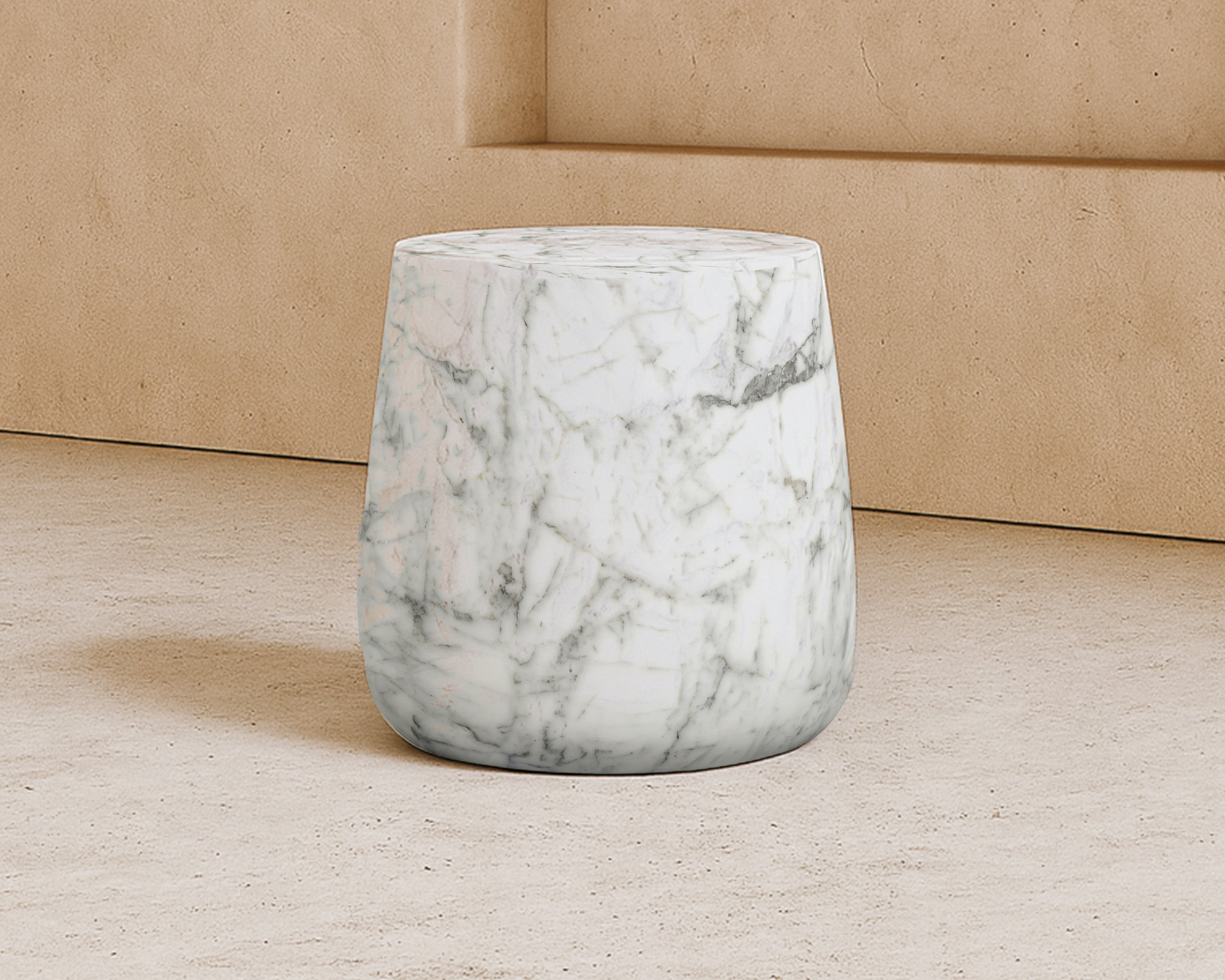 Bongo Side Table - Carrara White Marble